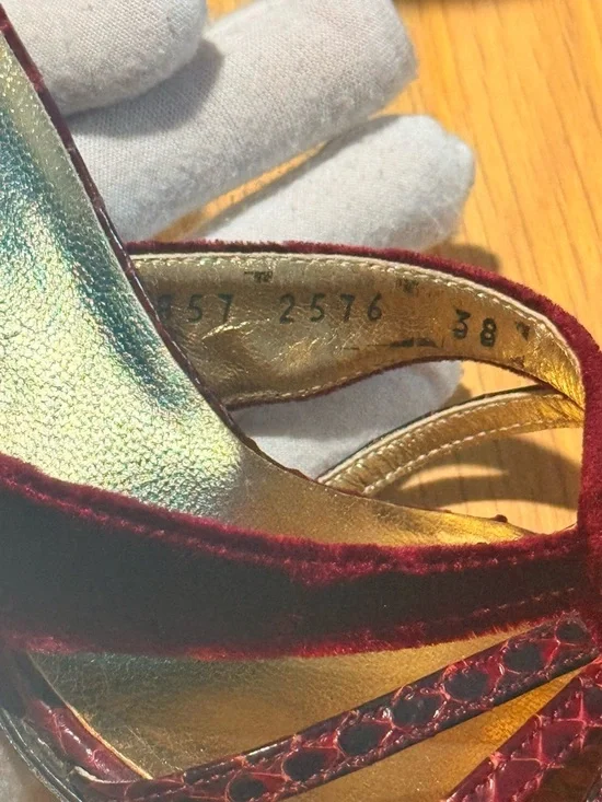 Dolce & Gabbana Velvet & Python-Embossed Ankle-Strap Heels - Picture 7 of 10